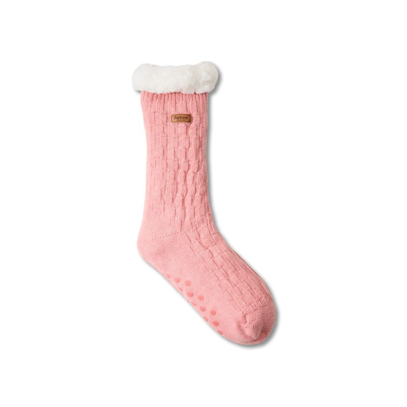 Cable Knit Lounge Socks Dusty Pink