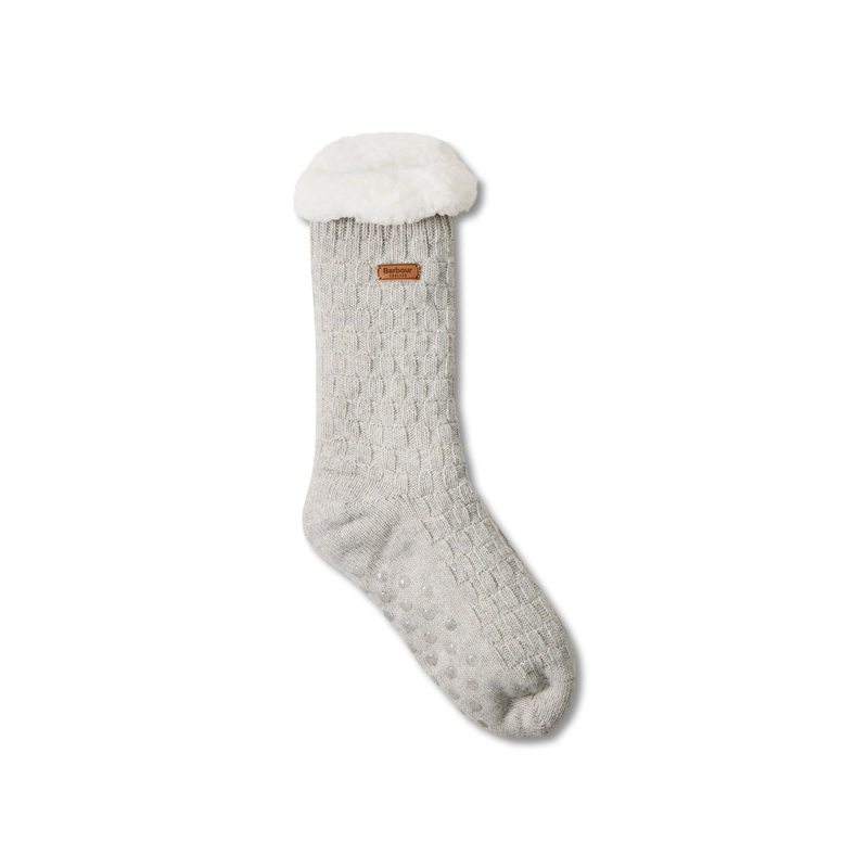Cable Knit Lounge Socks Light Grey Marl