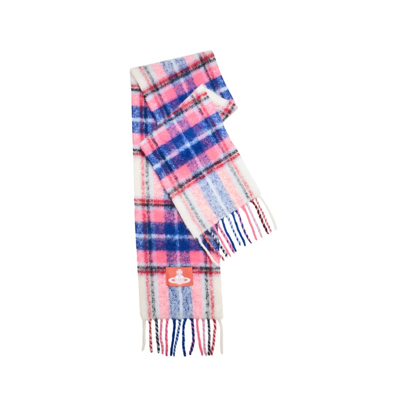 Check Alpaca & Wool Mix Scarf in Pink