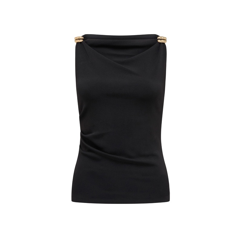 Cleo Hardware Detail Cowl Neck Top