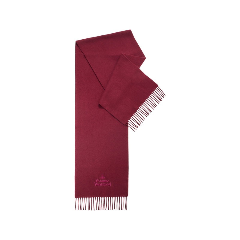 Embroidered Logo Scarf in Burgundy