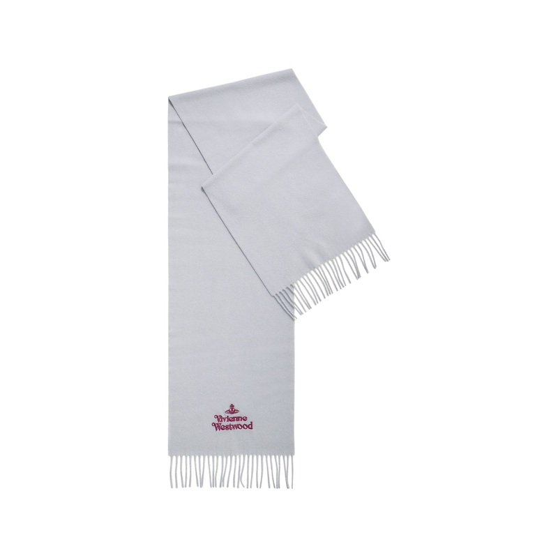 Embroidered Logo Scarf in Grey