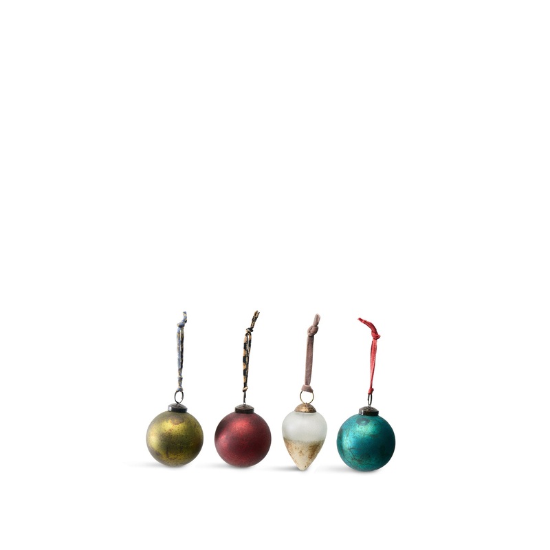 Mixed Coloured Baubles Christmas Decoration Set of 4