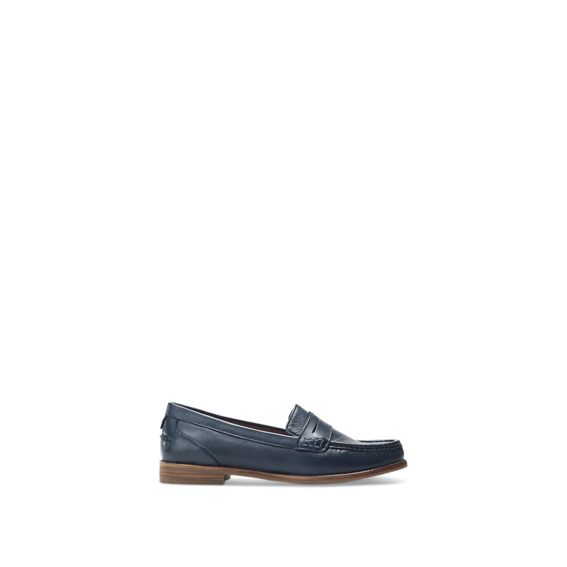 Navy Ercilla Leather Square Toe Loafers
