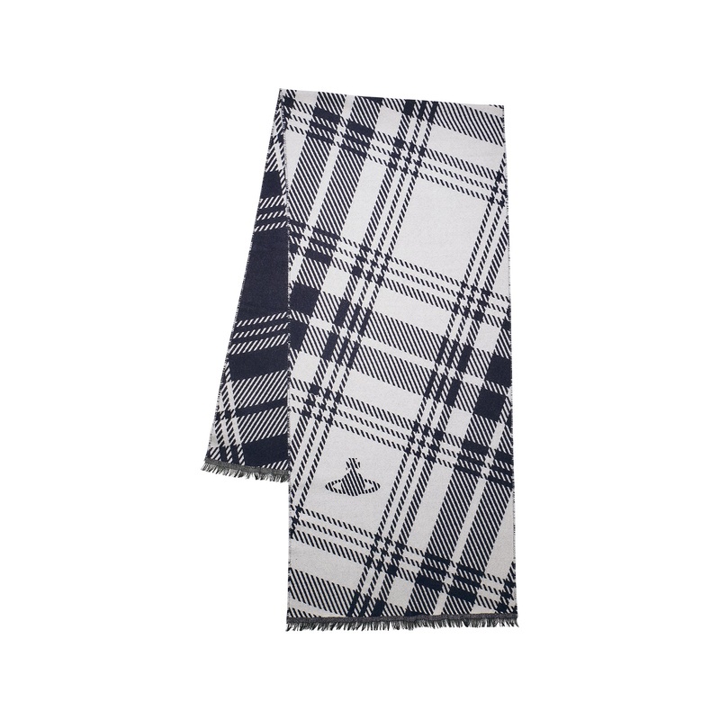 Orb Jacquard Wool Check Scarf in Black