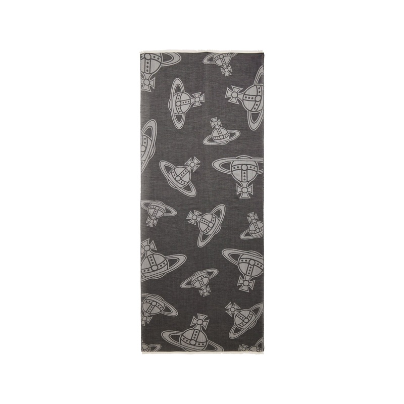 Orb Silk & Wool Mix Stole in Black