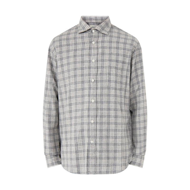 Paul Herringbone Plaid Woven Shirt Grey