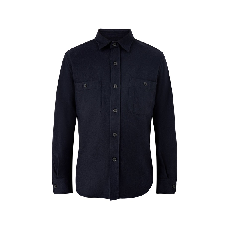 Percey Washable Wool Woven Shirt Navy