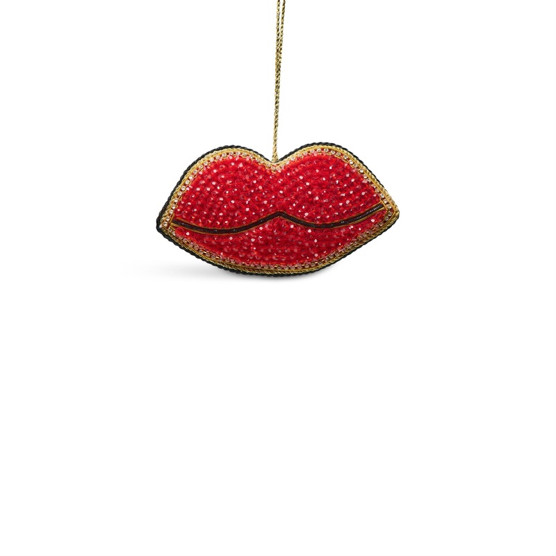 Red Beaded Lips Christmas Tree Hanging Decoration