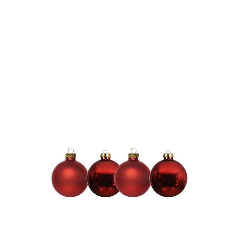 Red Glass Mixed Finish Christmas Hanging Baubles