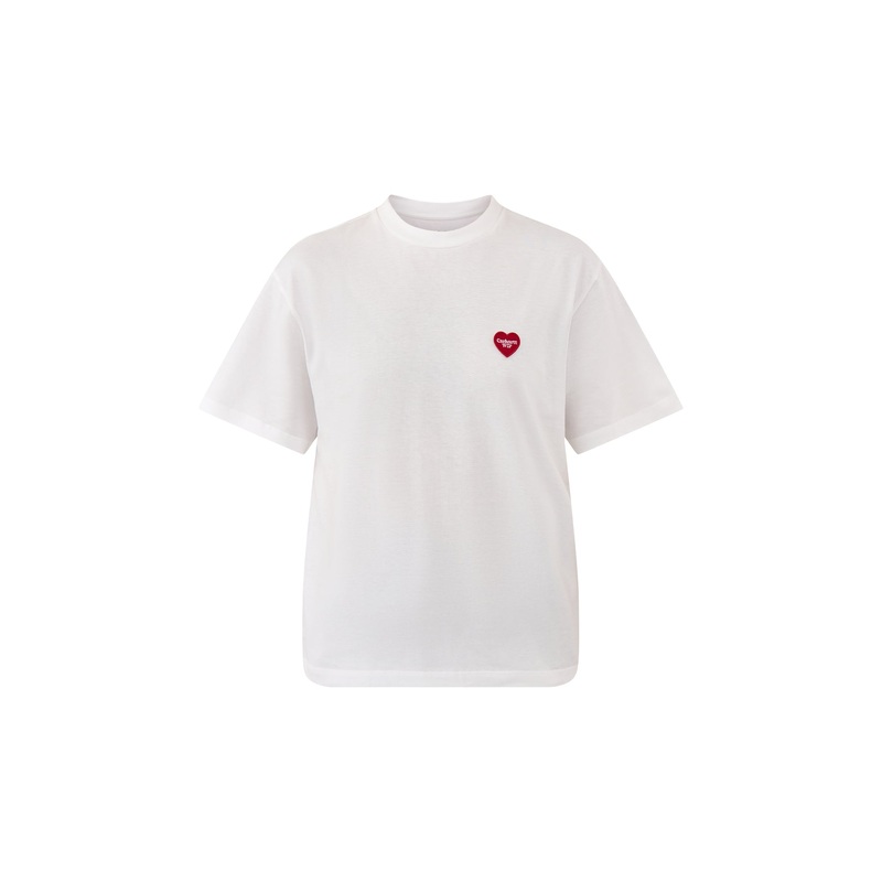 Short Sleeve Heart Patch T-Shirt White
