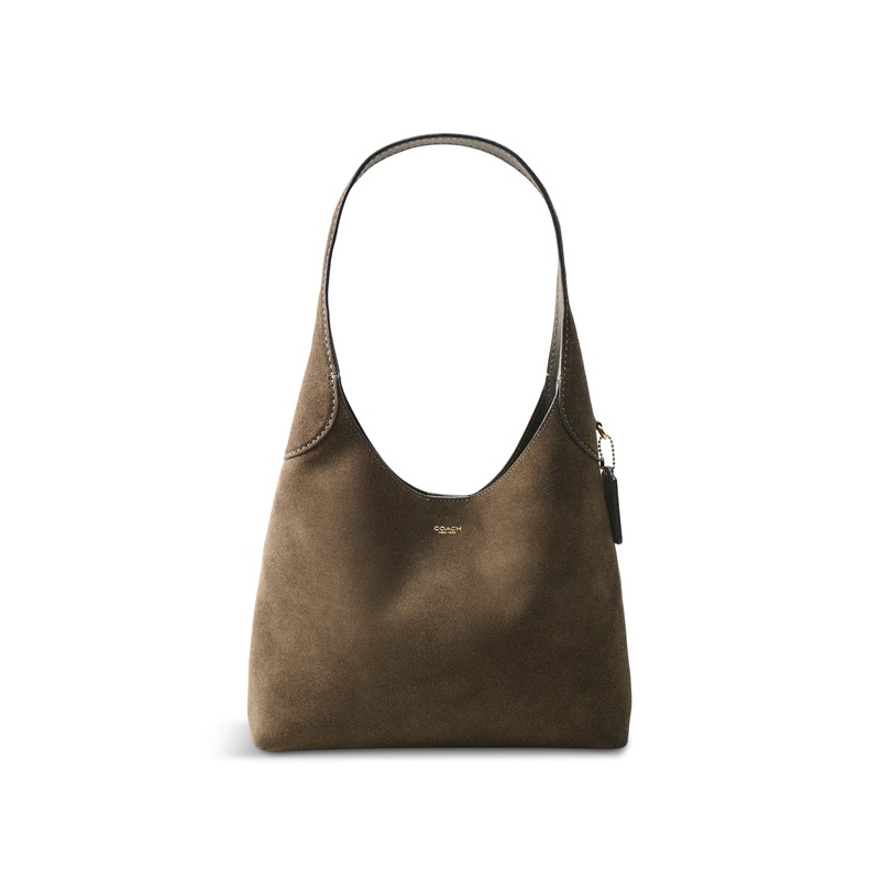 Suede Brooklyn Shoulder Bag 28 Olive