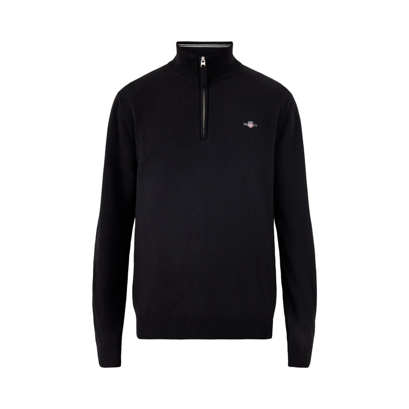 Superfine Lambswool Half Zip Black