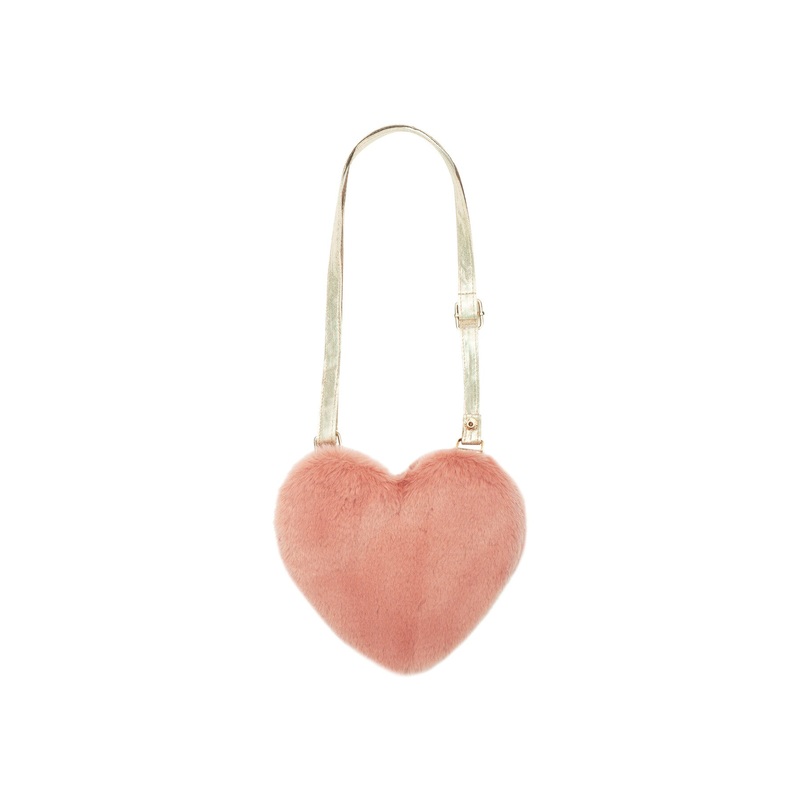 Fluffy Heart Cross Body Bag Pink