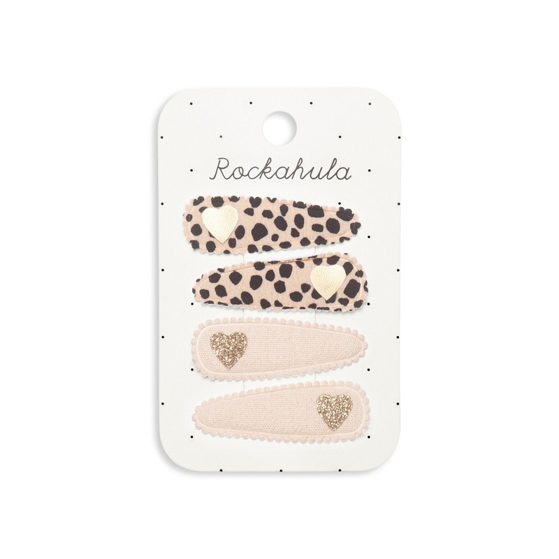 Leopard Heart Fabric Hair Clips