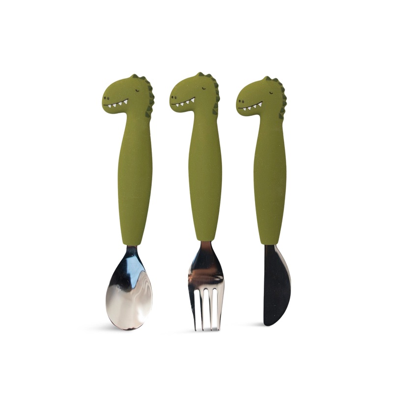 Mr Dino Silicone Cutlery Set 3 Pack