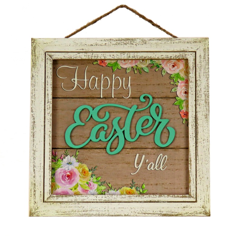 10 in. Happy Easter Y'all Hanging Wall Sign Decoration