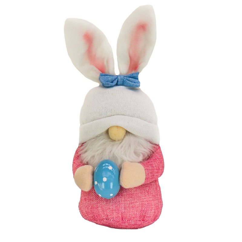 13 in. Pink Easter Bunny Gnome Table Decoration