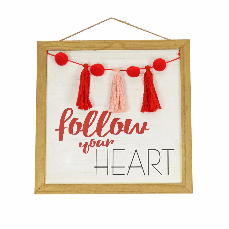 13 in. Valentine's 'Follow Your Heart' Hanging Wall Decoration