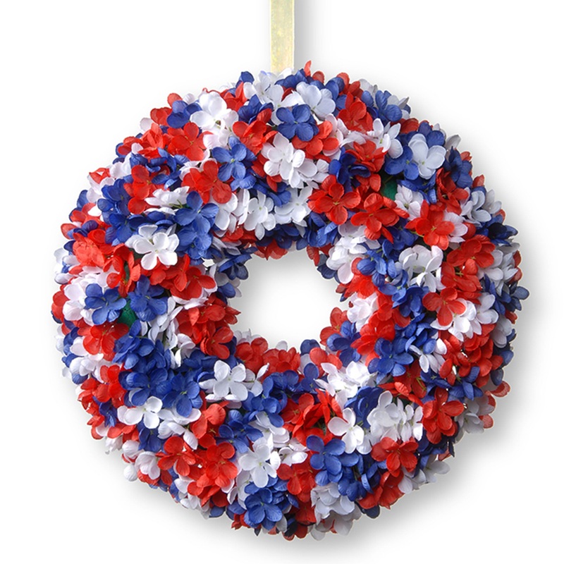 14 in. Patriotic Hydrangea Wreath