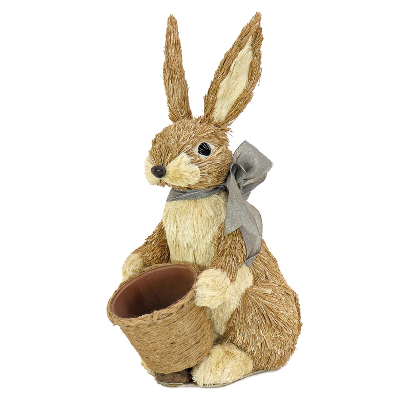 16 in. Easter Bunny with Basket Table Decoration