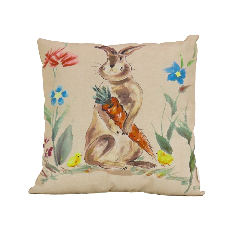 16 in. Easter Bunny with Carrots Decorative Pillow