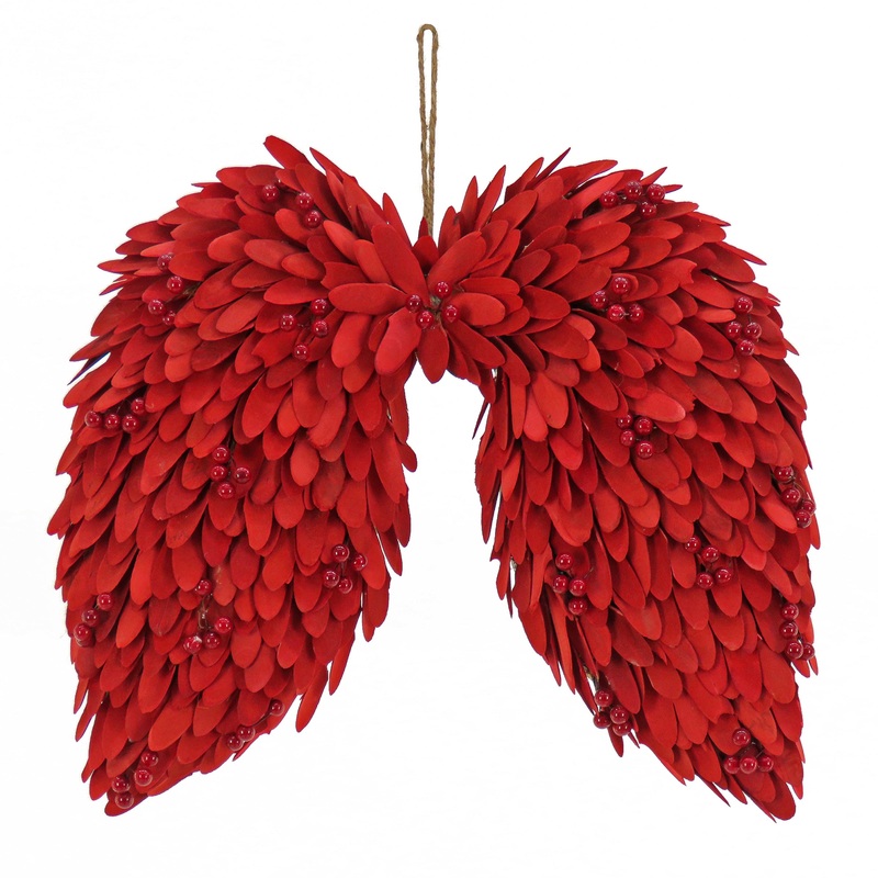 16 in. Valentine's Angel Wings Decorated with Red Petals