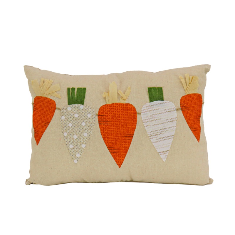18 in. by 10 in. String of Carrots Easter Decorative Pillow