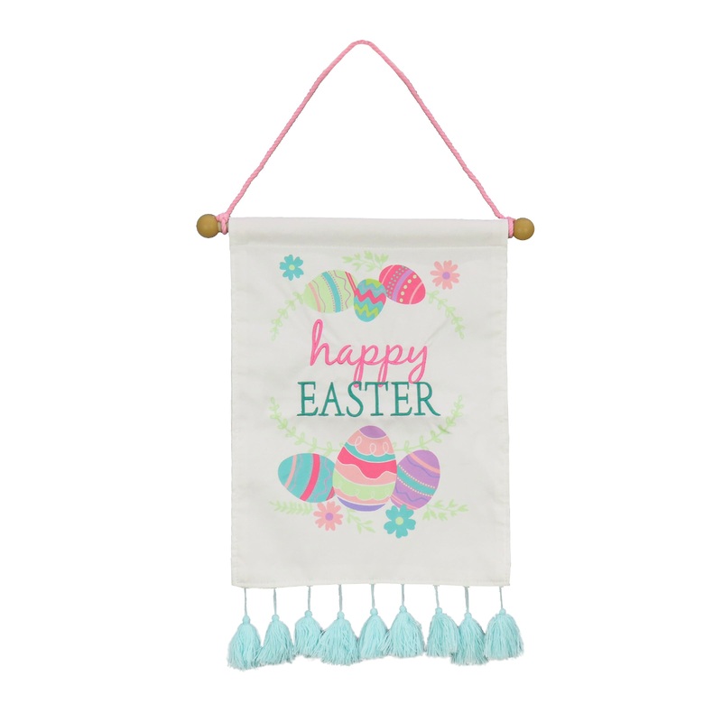 19 in. Happy Easter with Eggs Hanging Banner Decoration