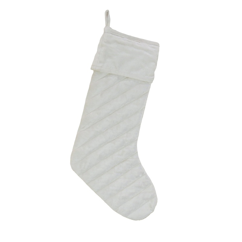 19 in. HGTV Home Collection Quilted Velvet Stocking, Ivory