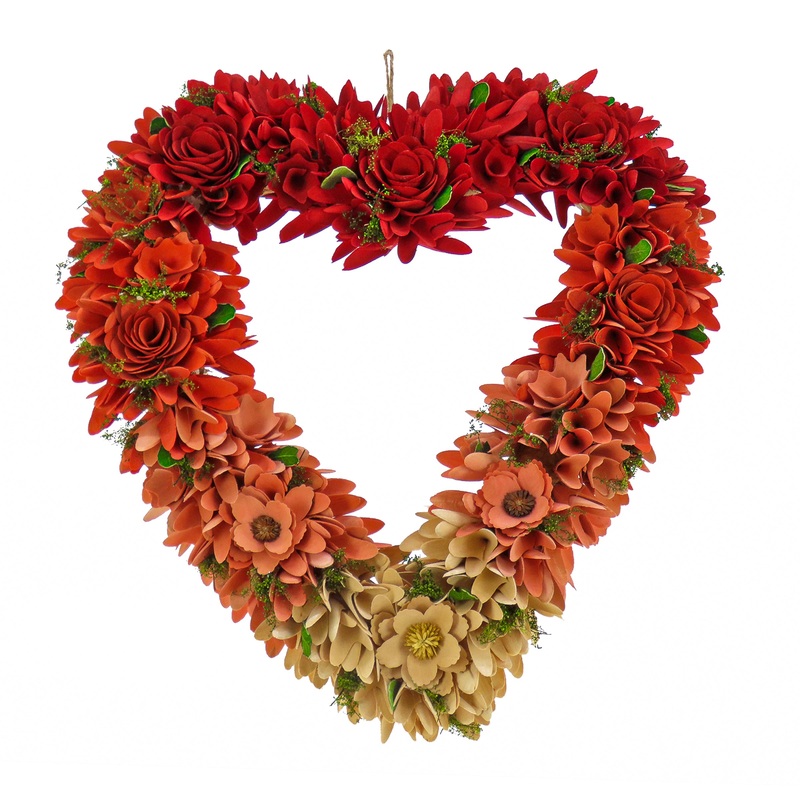 22 in. Artificial Valentine's Ombre Floral Heart Wreath