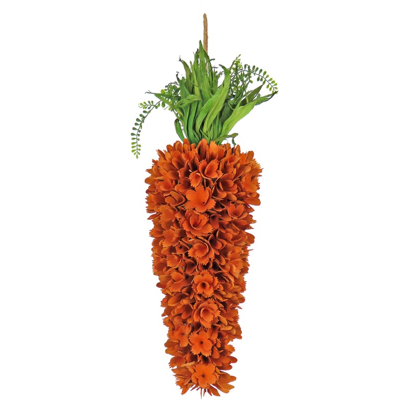 28 in. Easter Carrot Hanging Decoration Decorated with Orange Flower Blooms