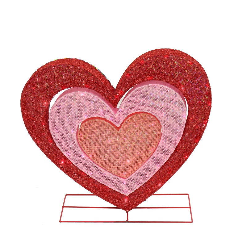 28 in. Valentine's Glitter Mesh Heart Decoration