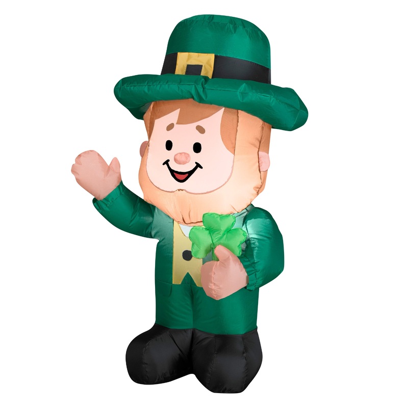 42 in. Patrick's Day Waving Leprechaun Inflatable Decoration