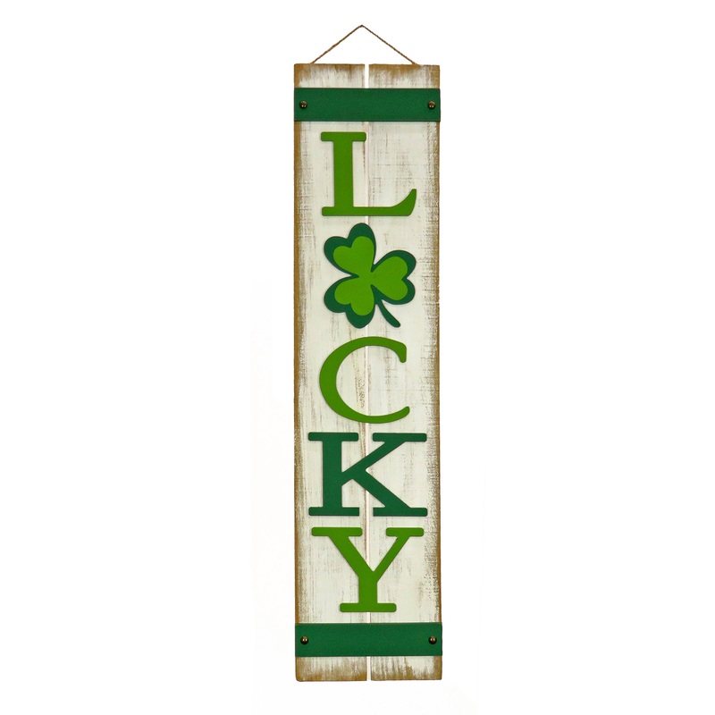 48 in. Patrick's Day Lucky Wooden Sign Porch Decoration