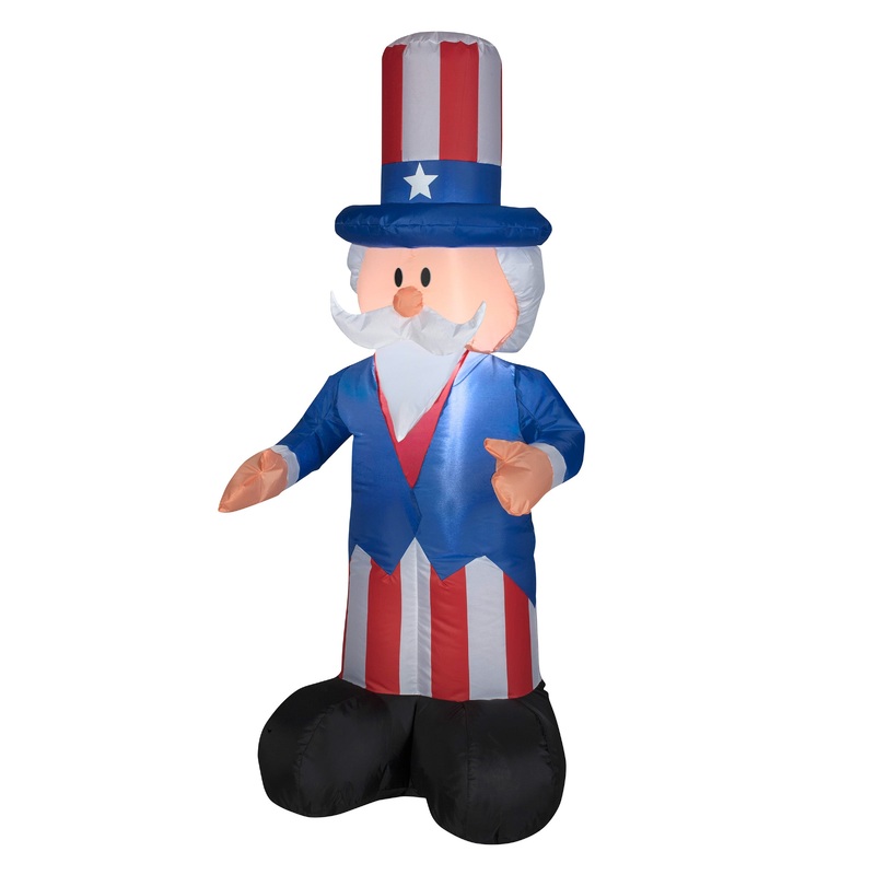 48 in. Patriotic Inflatable Decoration, Blue Uncle Sam wearing Red White and Blue Suit and Hat