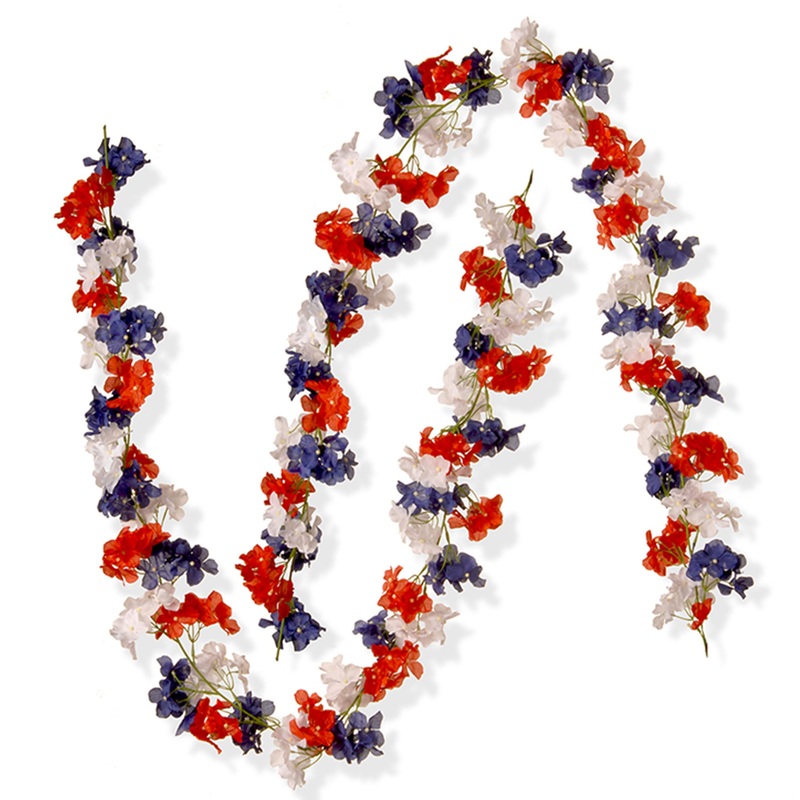 6 ft. Patriotic Hydrangea Garland, 2-Pack