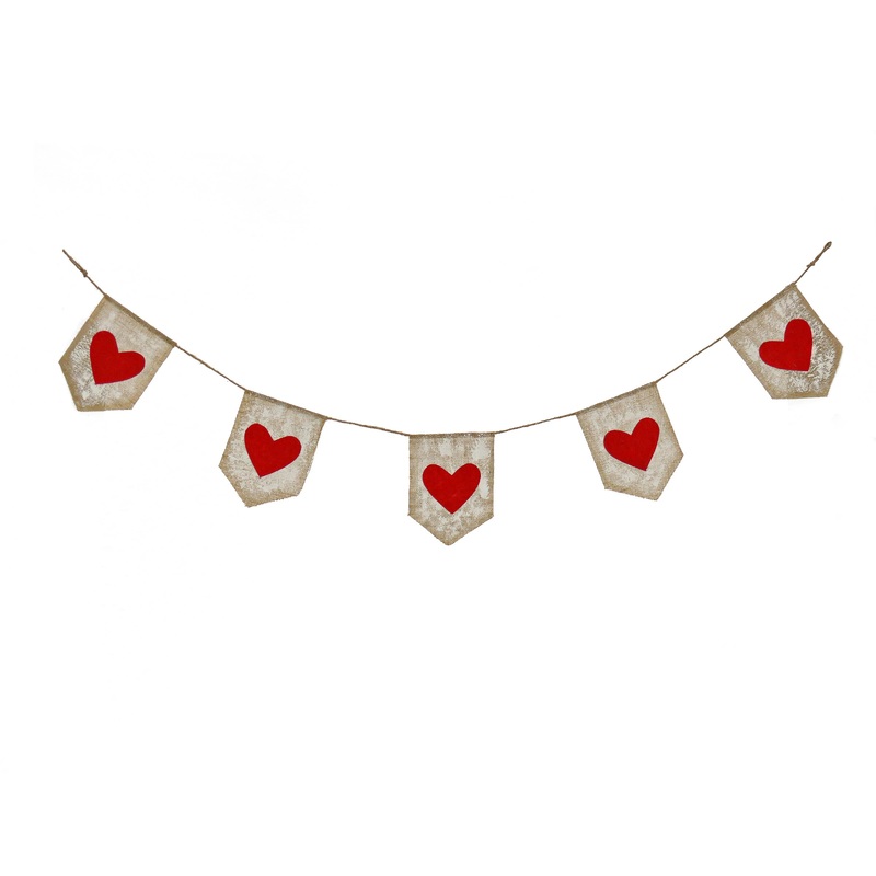 6 ft. Red Hearts Jute Garland