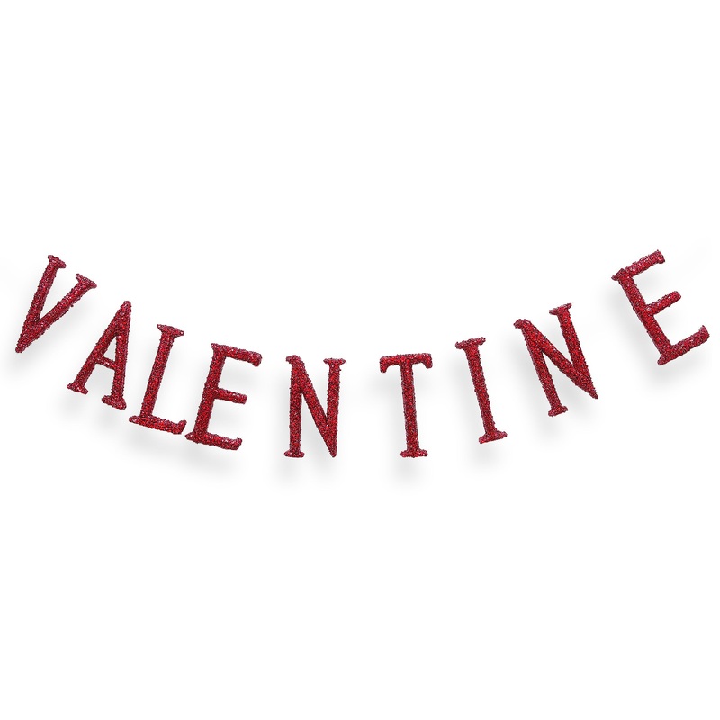 6 ft. Valentine's Banner Decorated with Red Glitter