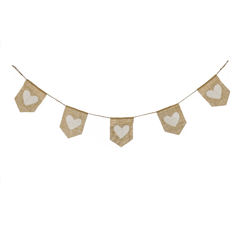 6 ft. Valentine's Jute Garland with Natural & White Hearts