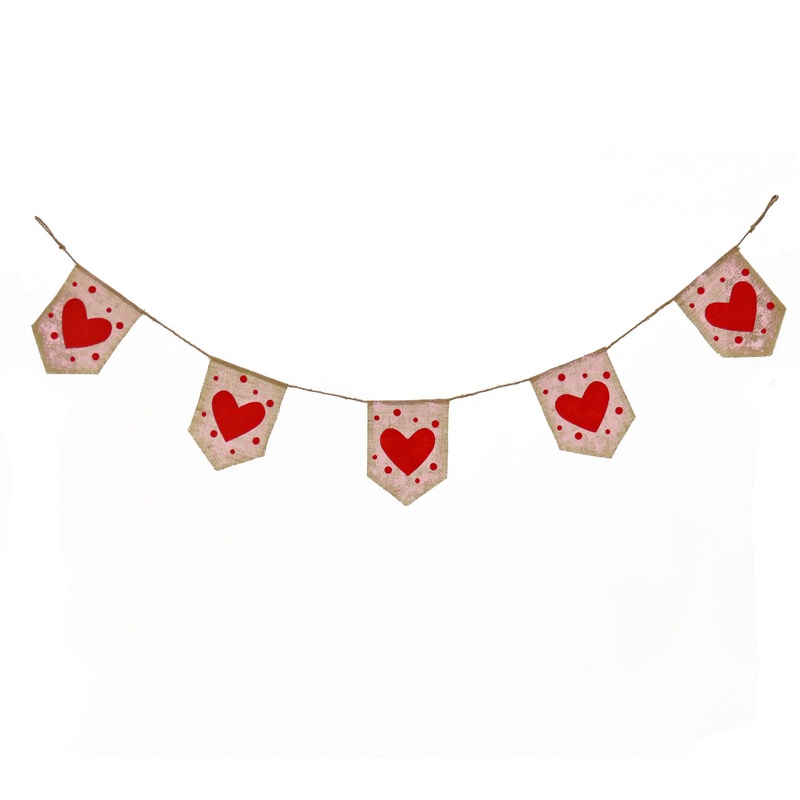 6 ft. Valentine's Red Hearts and Dots Jute Garland