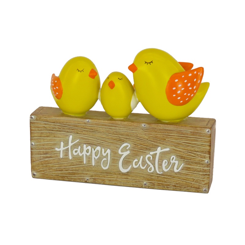 6 in. Happy Easter Table Decoration Decorated with 3 Chicks