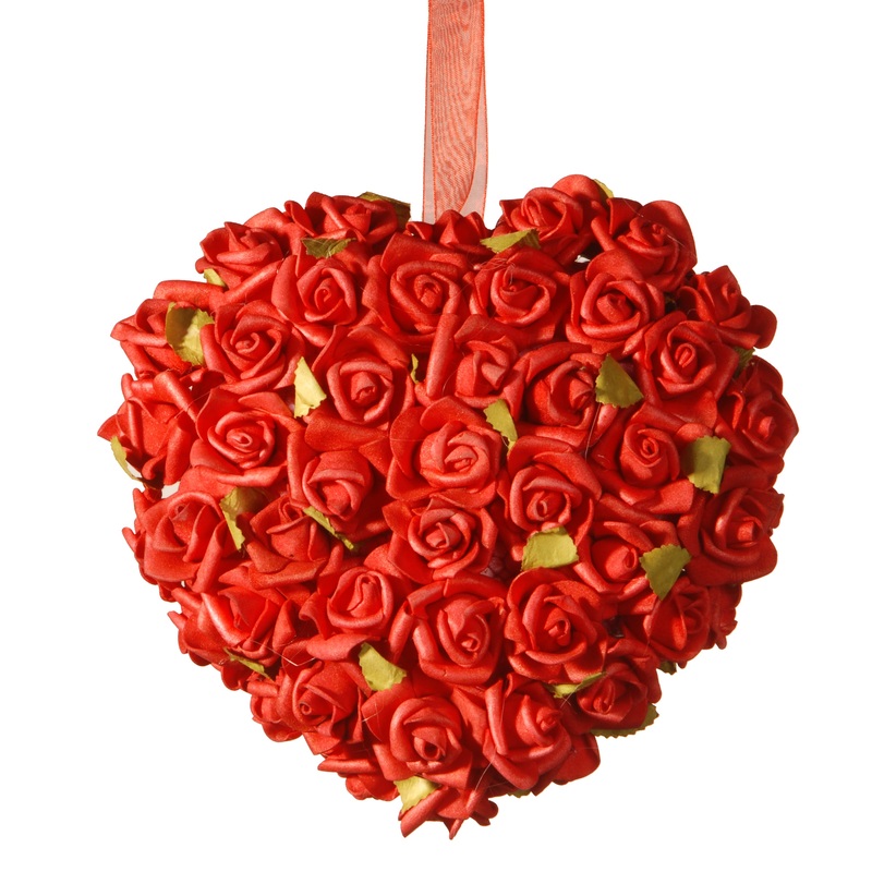 7 in. Floral Red Roses Heart