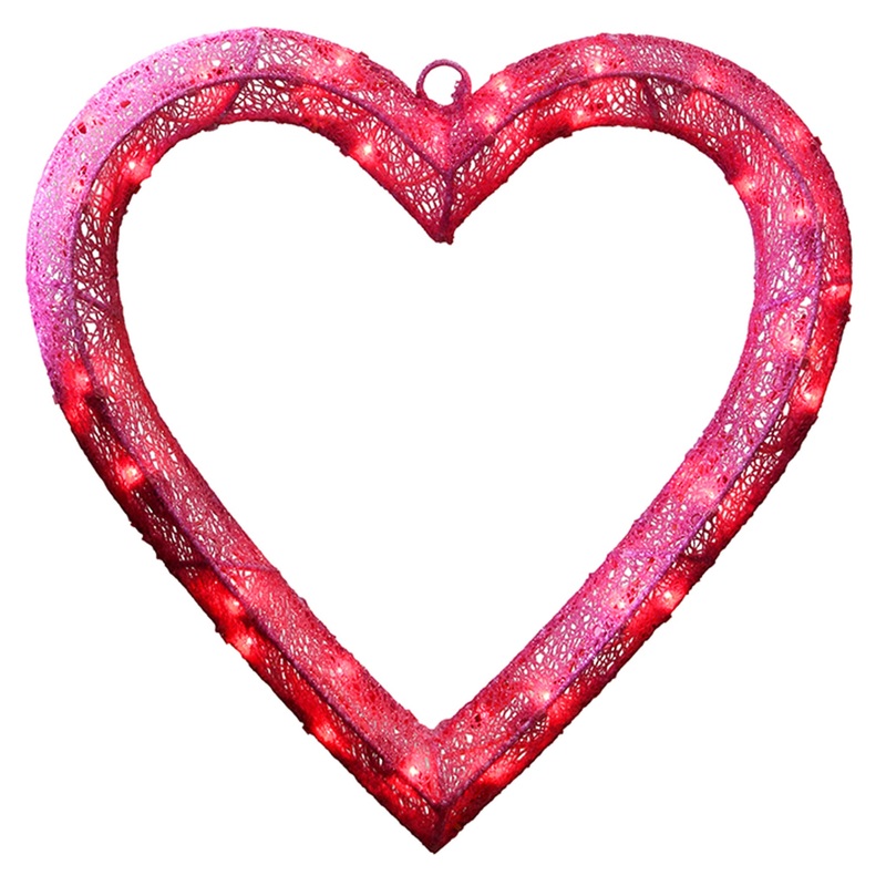 Pre-Lit Pink Heart Decoration, Pink, LED Lights, Valentine's Day Collection, 15 Inches