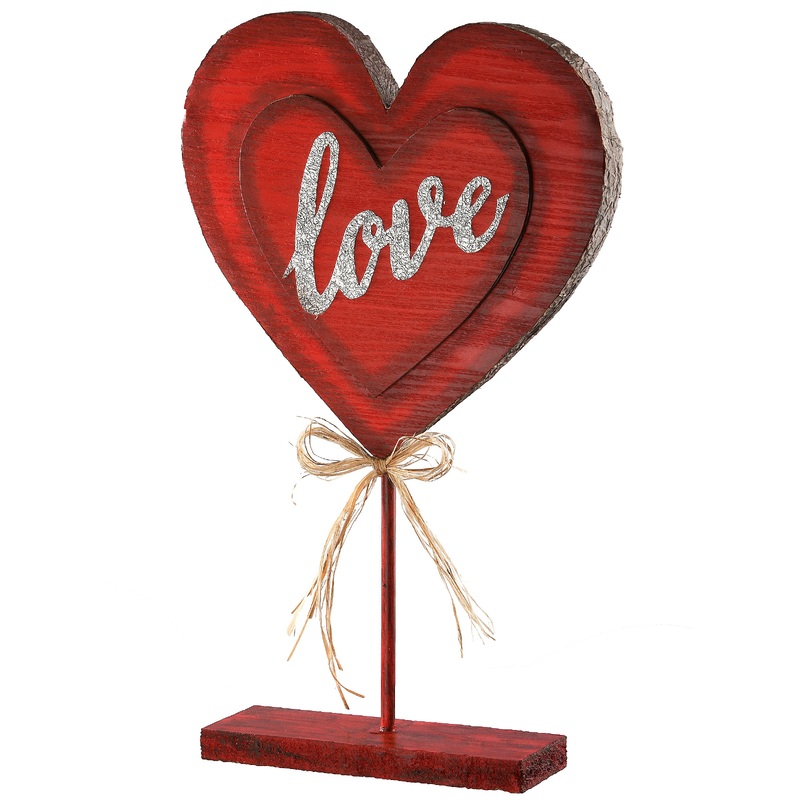 Wooden Heart Table Decoration, Valentine's Day Collection, 17 Inches