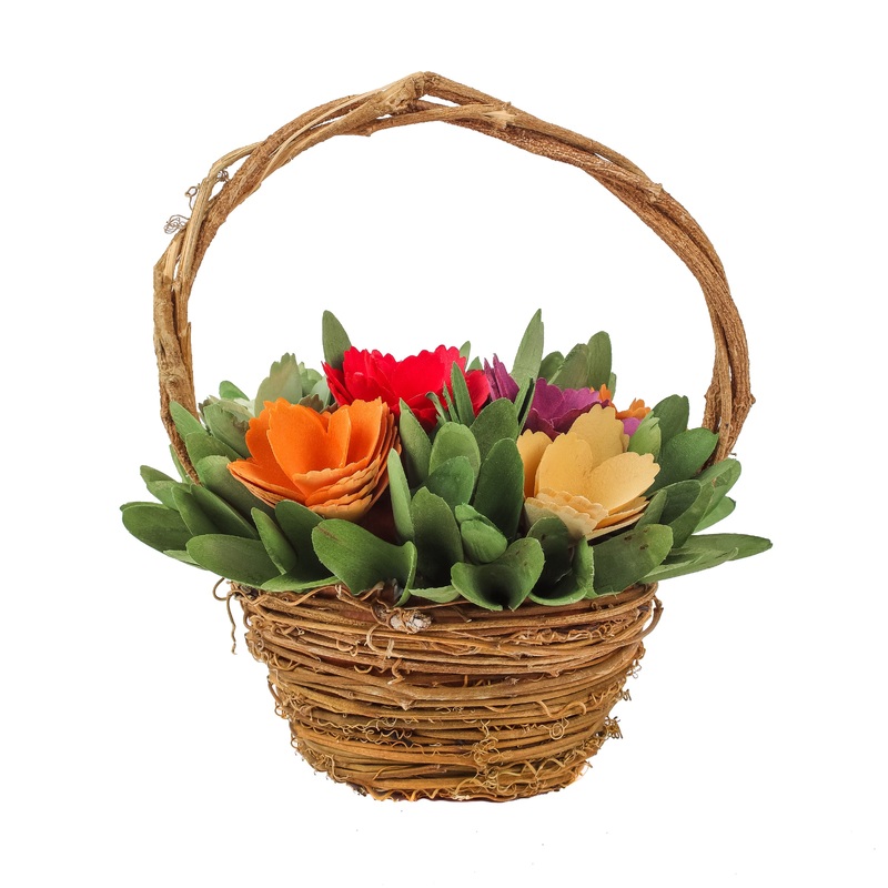 10 in. Handcrafted Multicolor Floral Basket