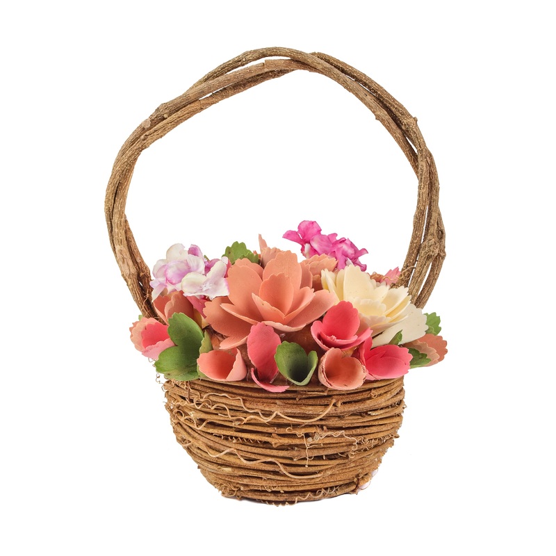 10 in. Spring Pink Multi Floral Basket