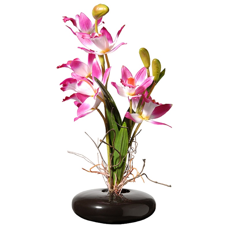 10 in. Spring Pink Orchids Flower Pot