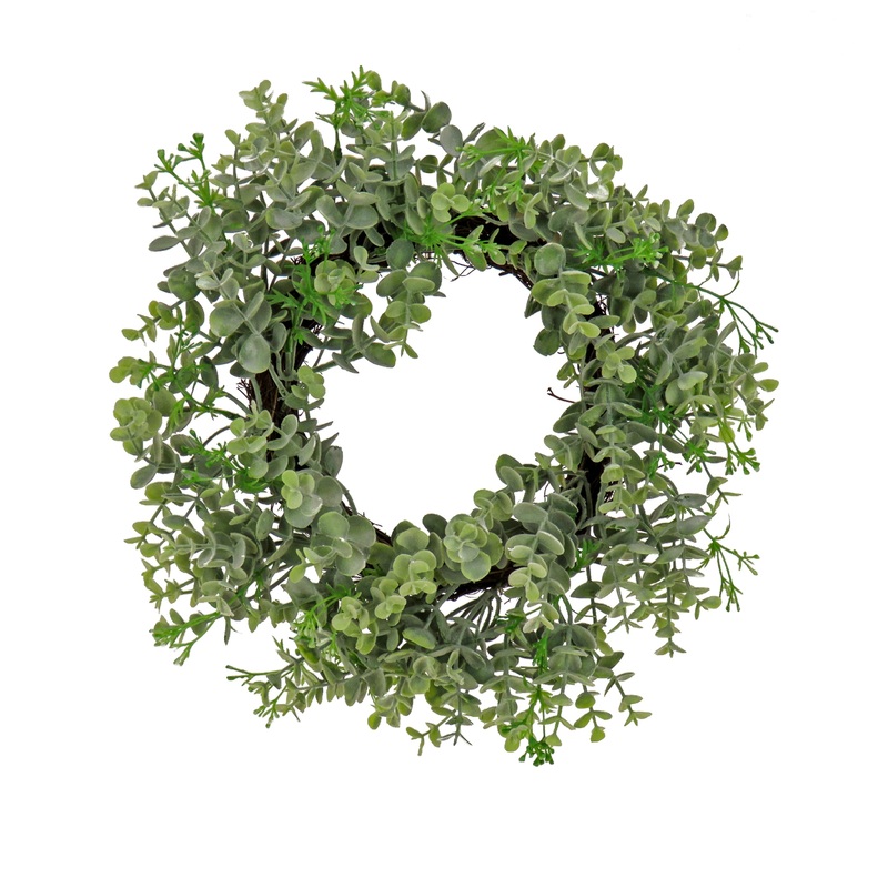 14 in. Spring Table Wreath with Eucalyptus Leaf Stems