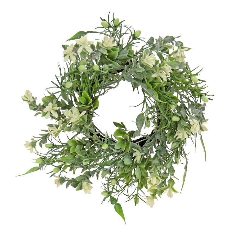 14 in.  Spring Table Wreath with Mixed Foliage and Blossom